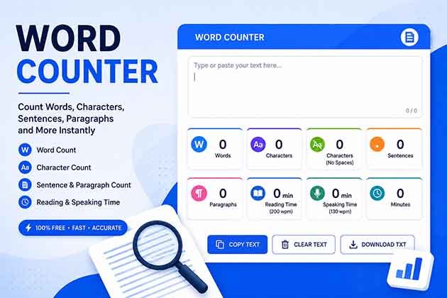 Free word counter and character counter tool