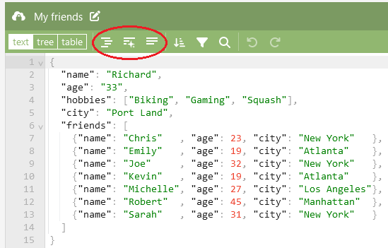 Online JSON formatter and validator for formatting and checking JSON code